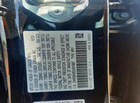 2HKRS6H83SH810887 2025 HONDA CR-V Black Vista de la etiqueta del VIN