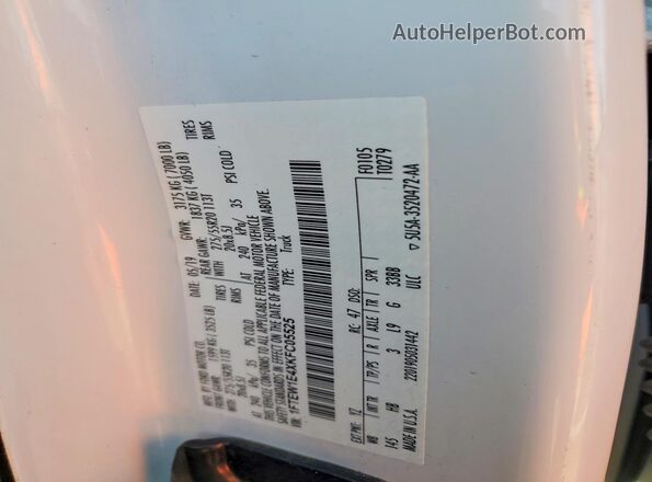 1FTEW1E4XKFC05525 2019 FORD F150 White Widok naklejki z numerem VIN
