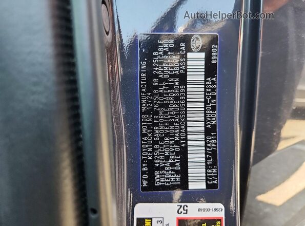 4T1DAACK5SU569399 2025 TOYOTA CAMRY Gray Widok naklejki z numerem VIN