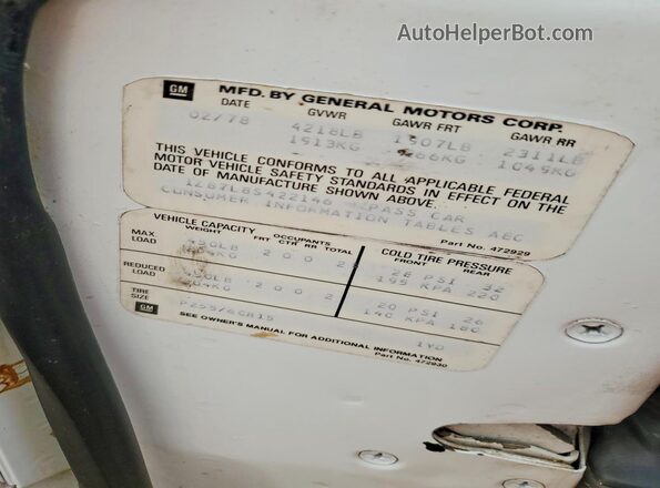 1Z87L8S422146 1978 CHEVROLET CORVETTE White Vista de la etiqueta del VIN