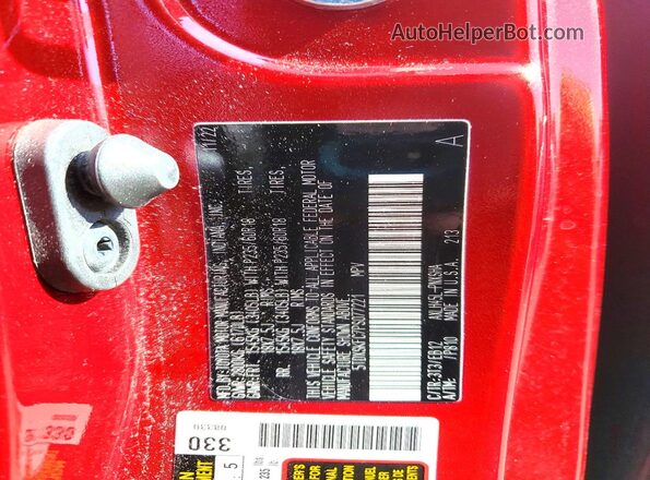 5TDXSKFC7PS077221 2023 TOYOTA SIENNA Красный Вид наклейки с VIN-кодом