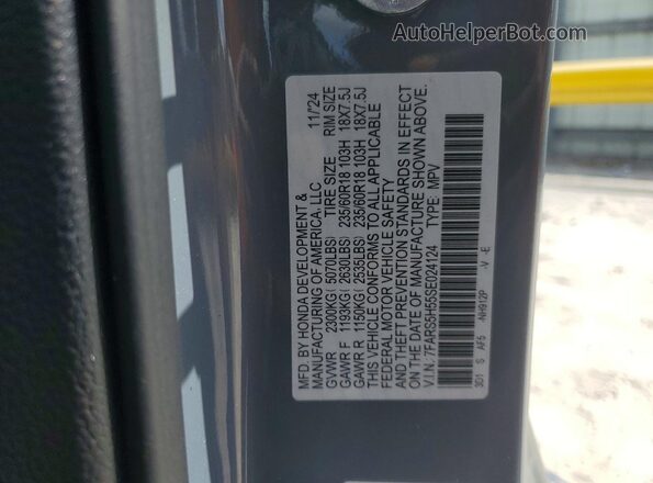 7FARS5H55SE024124 2025 HONDA CR-V Серый Вид наклейки с VIN-кодом