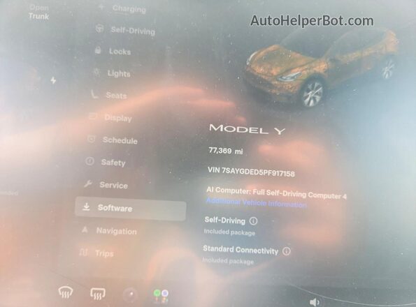 7SAYGDED5PF917158 2023 TESLA MODEL Gray ხელსაწყოთა პანელის ხედი