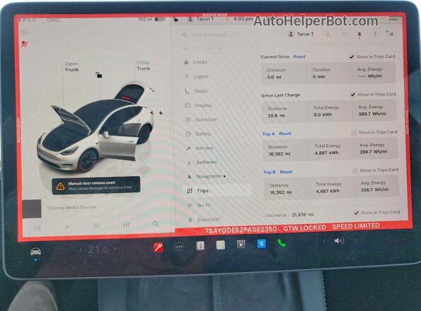 7SAYGDEE2PA052350 2023 TESLA MODEL White Սարքավորումների վահանակի տեսք