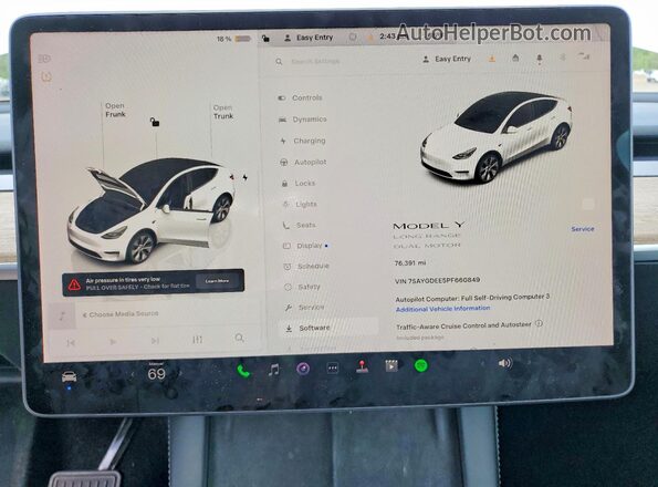 7SAYGDEE5PF660849 2023 TESLA MODEL Белый Вид щитка приборов