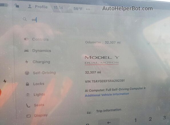 7SAYGDEF5RA292391 2024 TESLA MODEL Red Սարքավորումների վահանակի տեսք