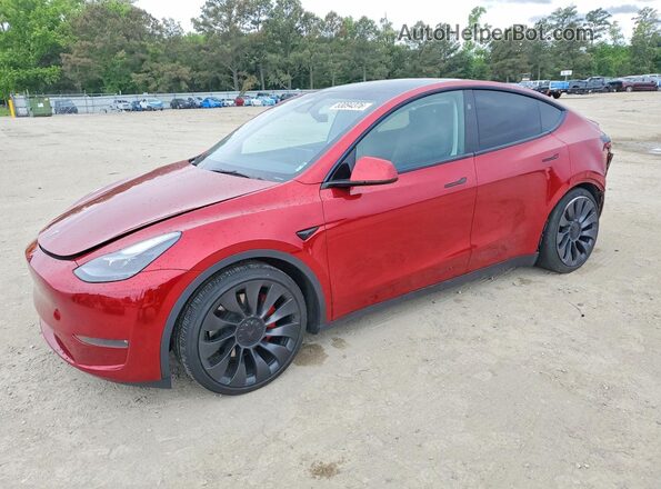 7SAYGDEF5RA292391 2024 TESLA MODEL Red Առջևի ձախ երեք քառորդ տեսարան