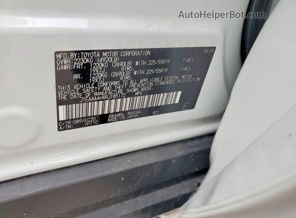 JTEAAAAHXRJ185172 2024 TOYOTA VENZA White Панорамний вид салону 360°