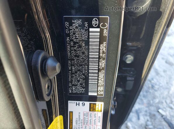 JTDKAMFUXN3168516 2022 TOYOTA PRIUS Black Vista de la etiqueta del VIN