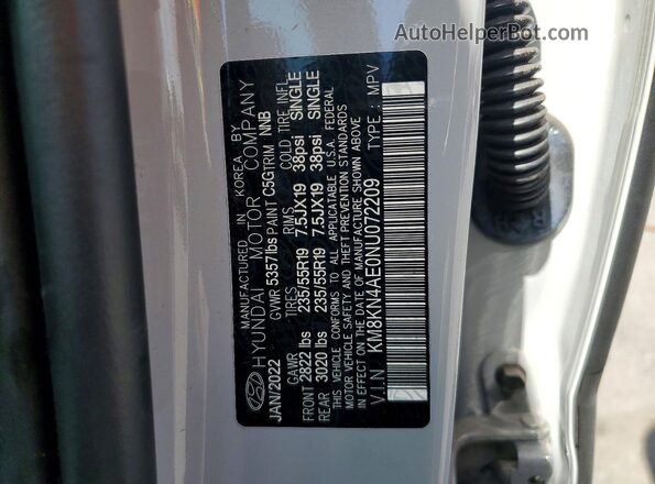KM8KN4AE0NU072209 2022 HYUNDAI IONIQ Gray VIN sticker view