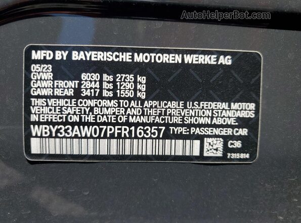 WBY33AW07PFR16357 2023 BMW I4 Gray Engine compartment view