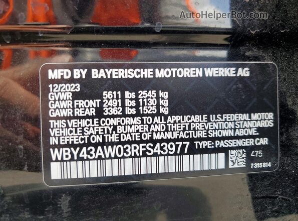 WBY43AW03RFS43977 2024 BMW I4 Black Engine compartment view